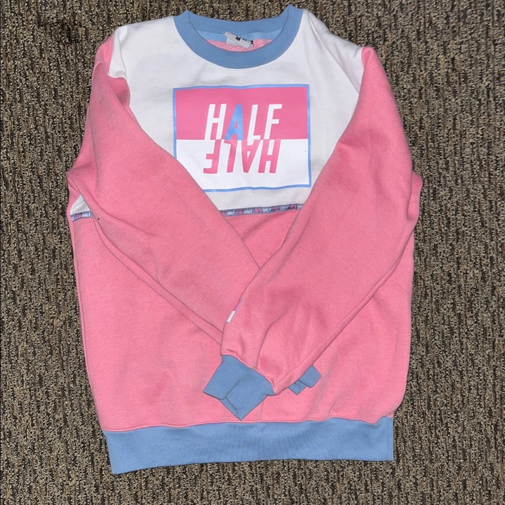 Pink and Blue Half Graphic Sweatshirt
